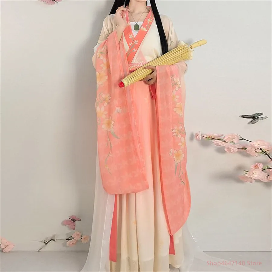 Chinese Traditional Hanfu Costume Woman Ancient Han Dynasty Dress Oriental Princess Dress Lady Elegance Tang Dynasty Dance Wear