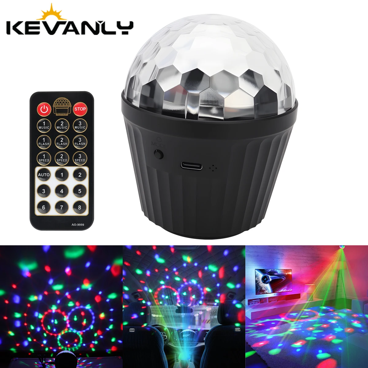 

USB 5V светодиодный сценический диско-светильник, вращающийся DJ Ball, вечерние клубные лампы для проектора, красочный с дистанционным управлением, автоматический внутренний окружающий свет