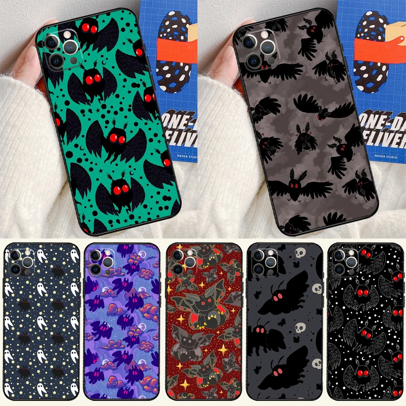 Mothman Night Grey Cover Case For iPhone 16 15 14 13 12 11 Pro Max XS XR X 12 13 Mini 16 15 Plus Fundas