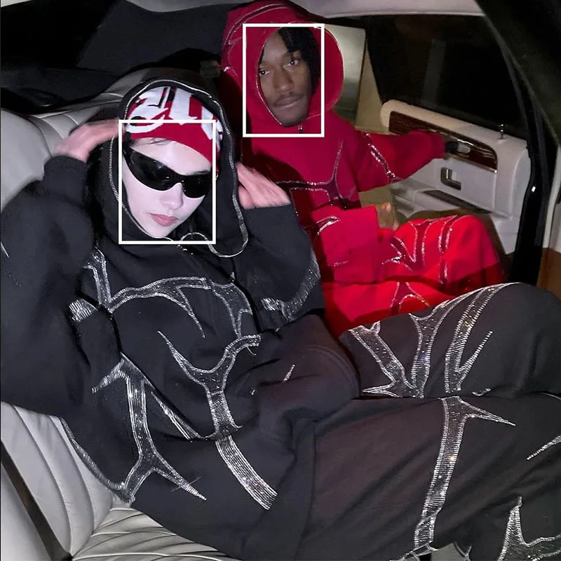 Y2K felpe con cappuccio retrò Harajuku strass grafica felpa con cappuccio oversize pantaloni sportivi Grunge giacca a maniche lunghe cappotto tute