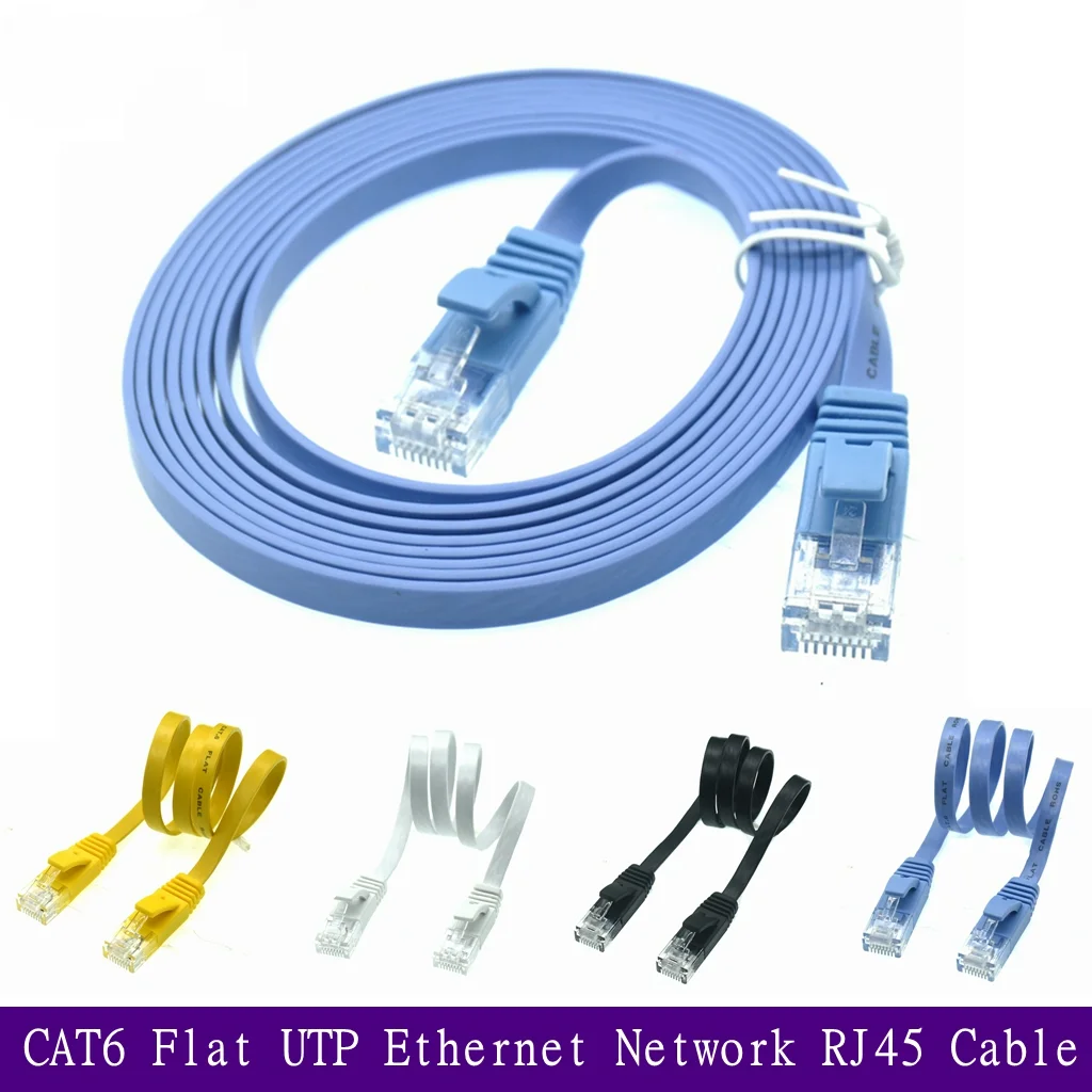 20cm 50cm 1m 3ft Krótki kabel CAT6 Płaski kabel sieciowy UTP Ethernet RJ45 Kabel Patch LAN Czarny Biały Niebieski Kolor 5m 10m 20m 30m