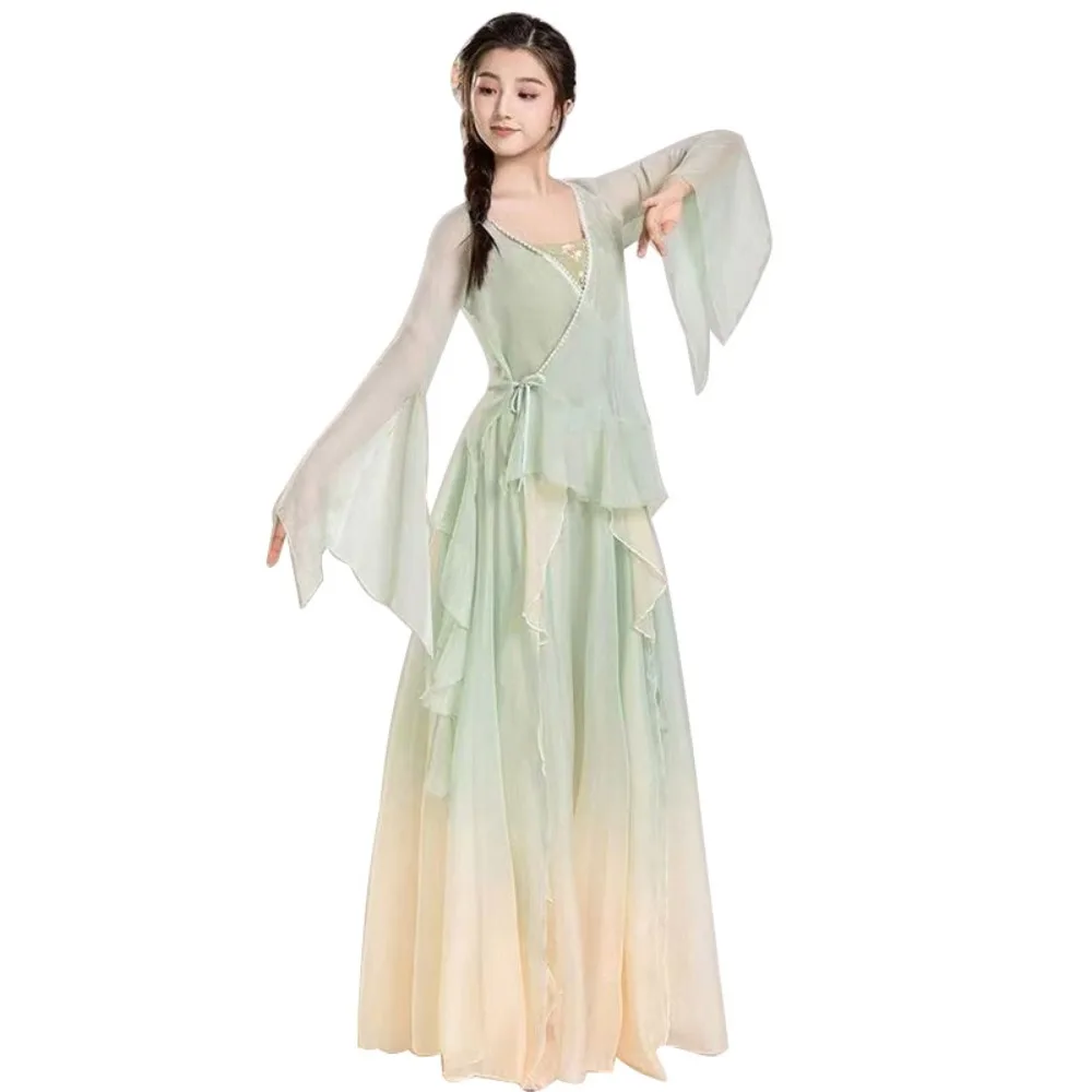 

Chinese Hanfu for Women Classical Dance Costume Chiffon Dance Skirts Embroidery Top Chinese Style Clothes