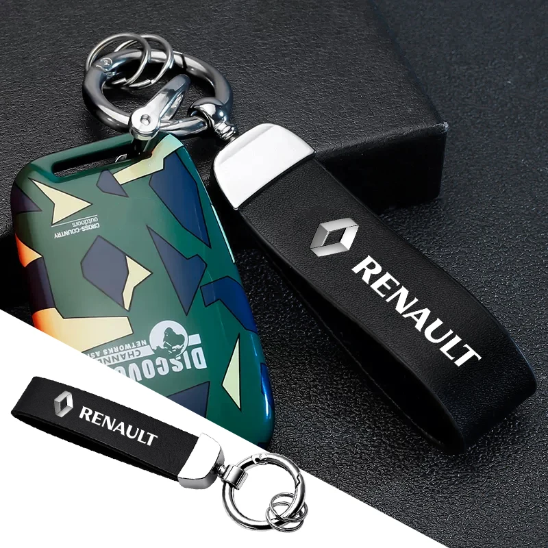 Car Metal Key Chain Fine Leather Emblem Key Ring For Renault Alfa Romeo Honda Jaguar Ford JEEP Acura Subaru Mitsubishi Volvo