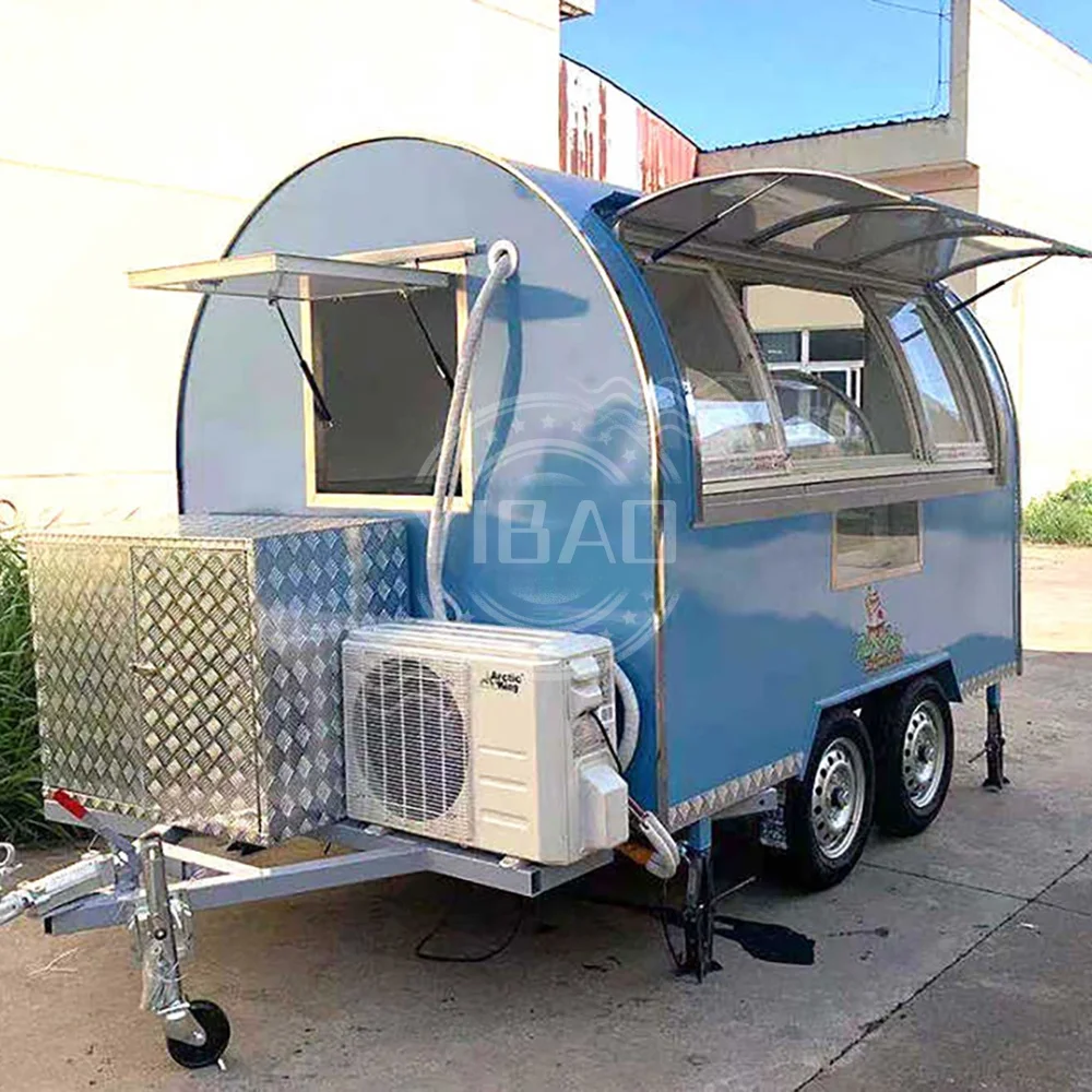 

Commercial Street Mobile Coffee Taco Pizza BBQ Fast Food Truck Square Food Trailer Cart tents outdoor camping