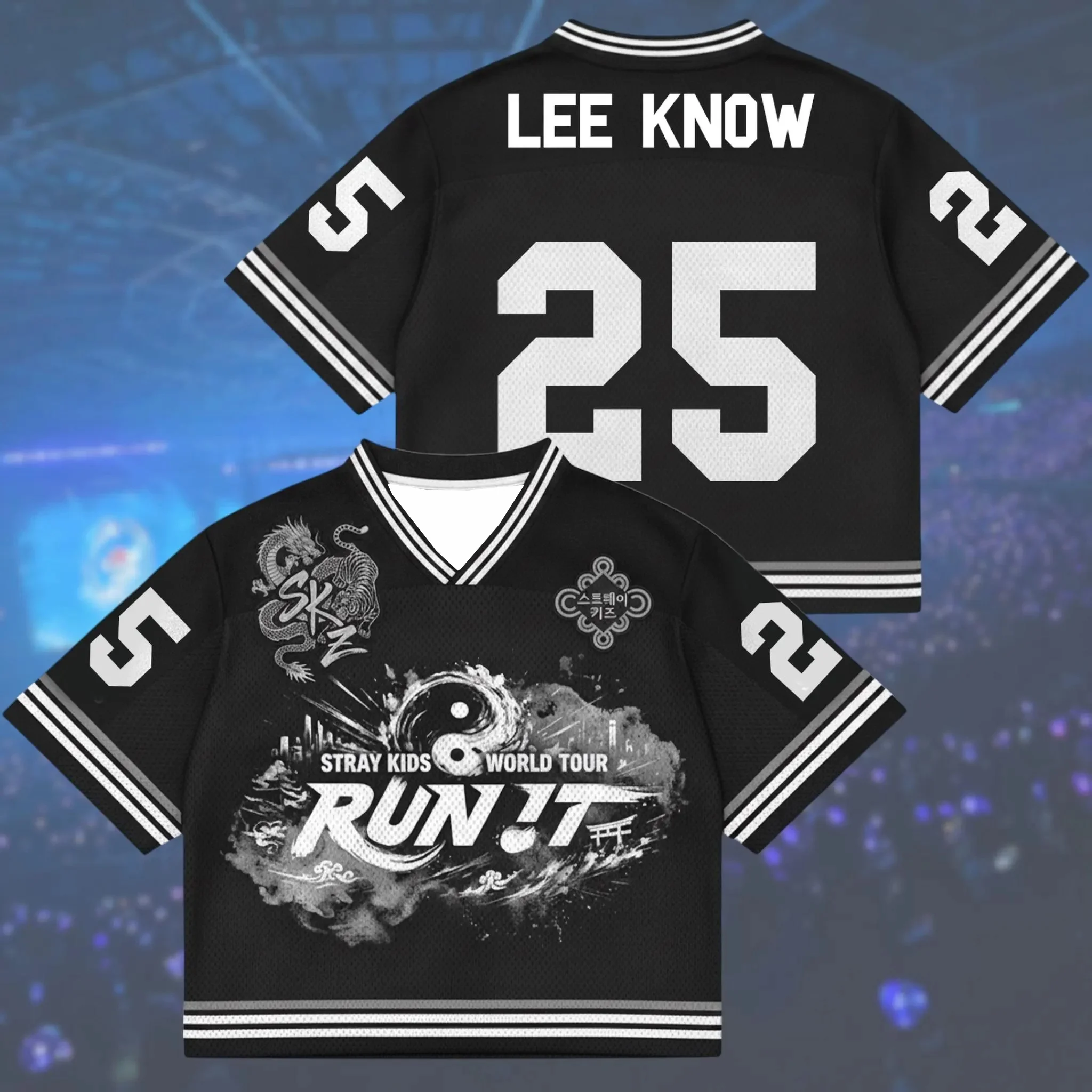 2026 Kpop Stray Run It 2026 World Tour Fan-Support-Service Modisches, lässiges, koreanisches, neutrales, dünnes, schnell trocknendes T-Shirt – Detail 8