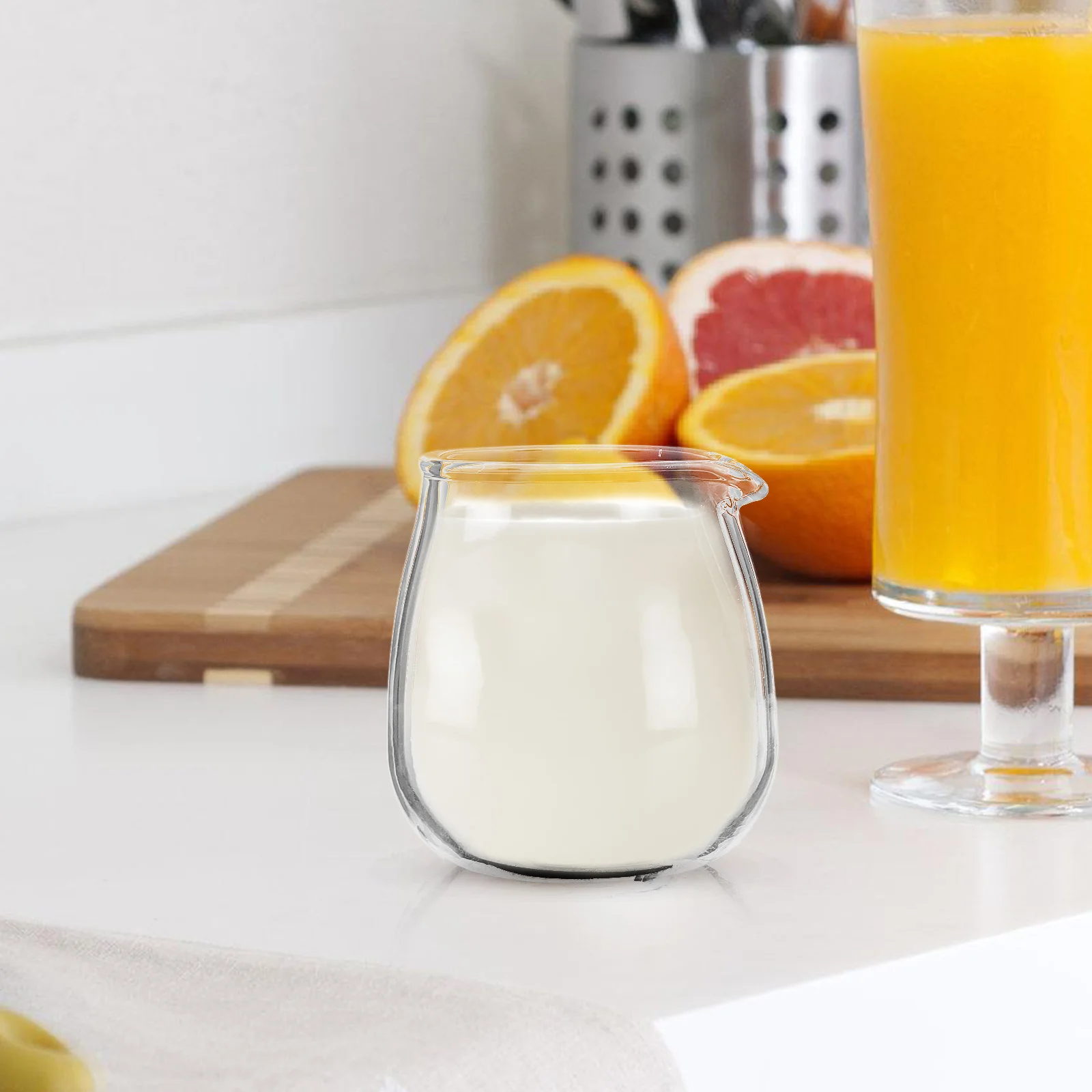 

Small Heat Resistant Glass Creamer Pitcher Clear Milk Jug Coffee Latte Syrup Dispenser Coffee Supplies Milk Jug