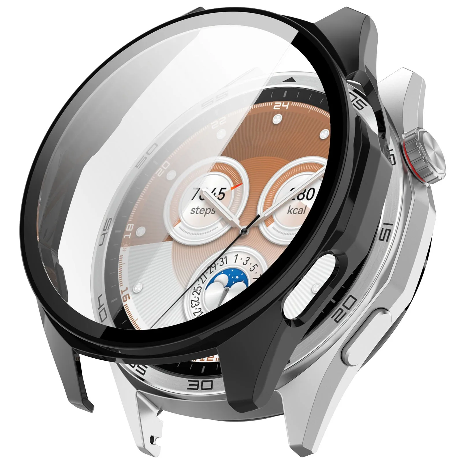 

Для Huawei Watch GT 6 46 мм Жесткий чехол для часов из ПК с пленкой из закаленного стекла - черный