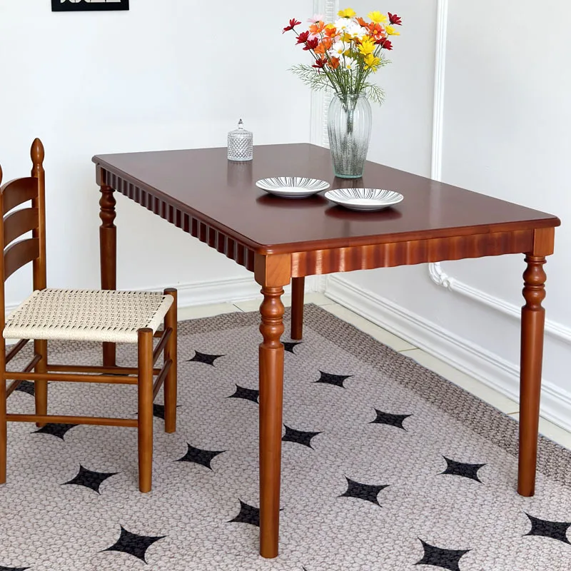 

Rectangle French medieval home dining table, solid wood retro black square table