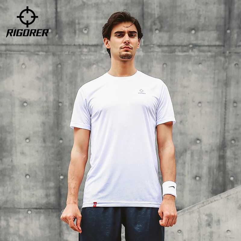 RIGORER Short-sleeved Sports T-shirt Men\'s Breathable Sweat Absorbing Top Leisure Fitness Running Sports Basketball T-shirt