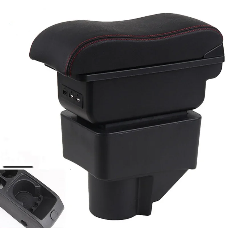 New luxury For Ford Fiesta Armrest Box  For Ford Fiesta 3 Car Armrest 2011-2018 Car Storage Box Retrofit Parts Car Accessories