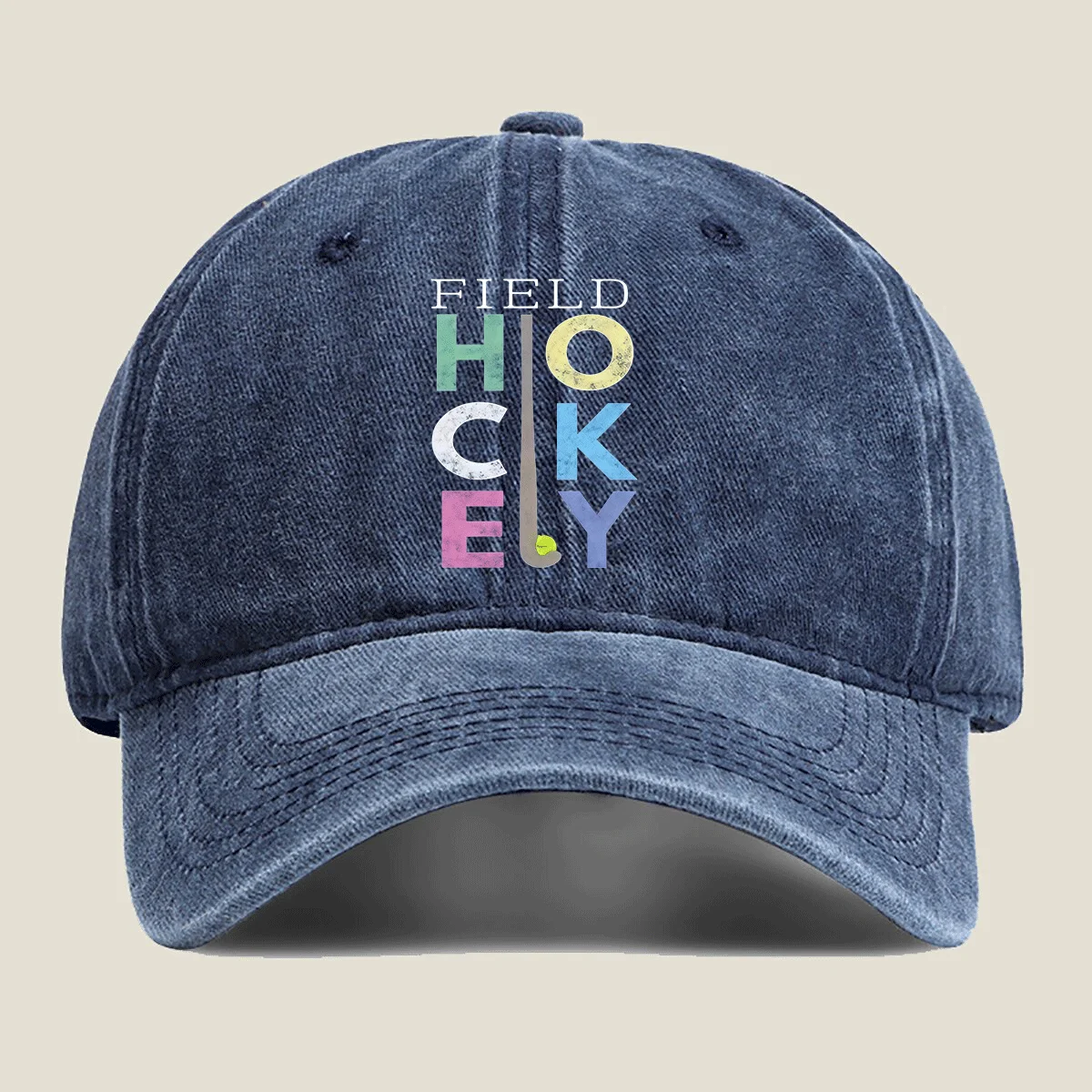 Field Hockey Graphic Baseball Cap Unisex Washed Cotton Adjustable Sports Outdoor Cap for Men Women