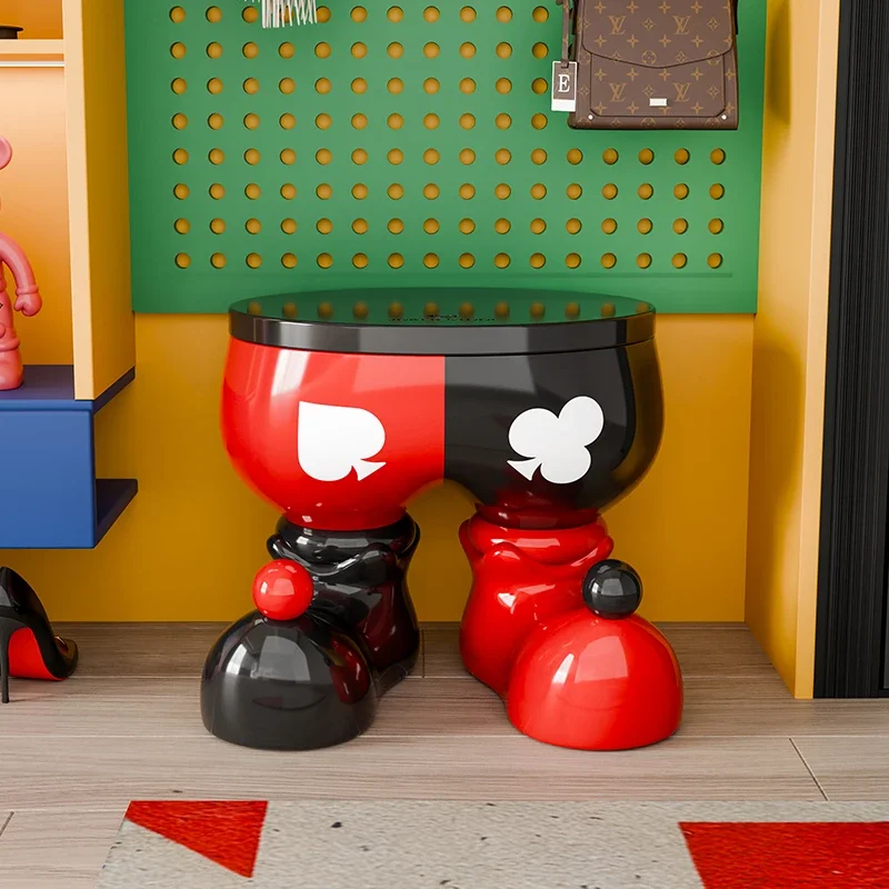 Creative clown shoe-changing stool large floor-standing ornaments high-end home living room storage decorations
