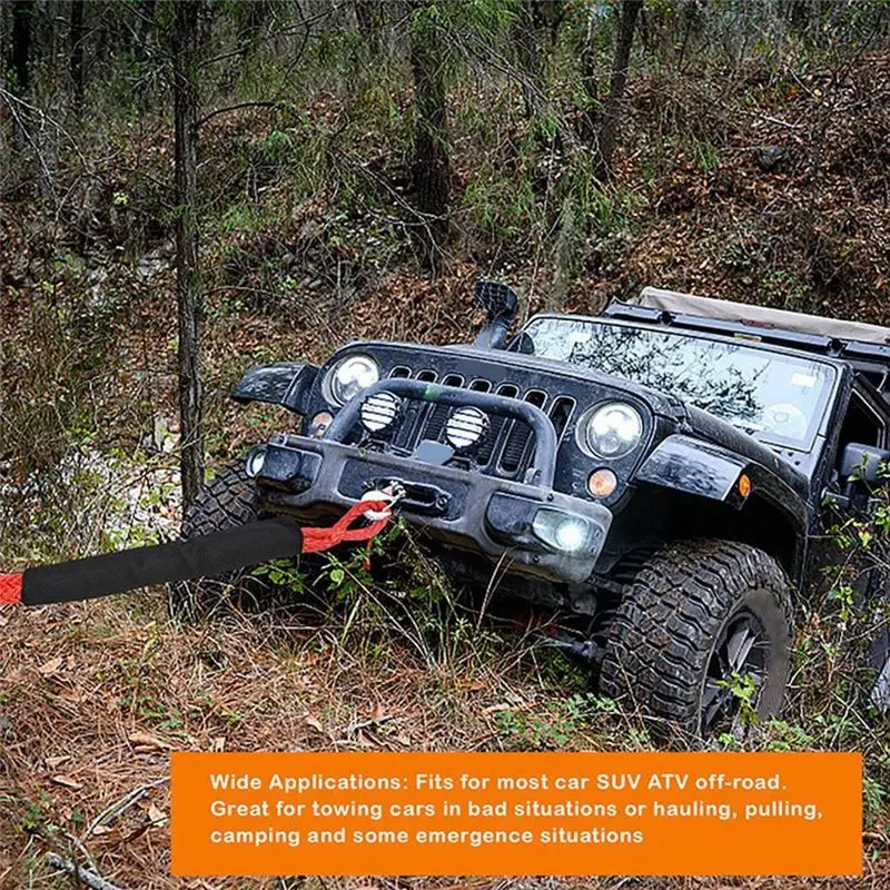 A56K 2Set Rope Shackle Synthetic Car Flexible Shackles 55000Lbs Trailer Tow Strap Pull Car Broke Down Winch Accessories