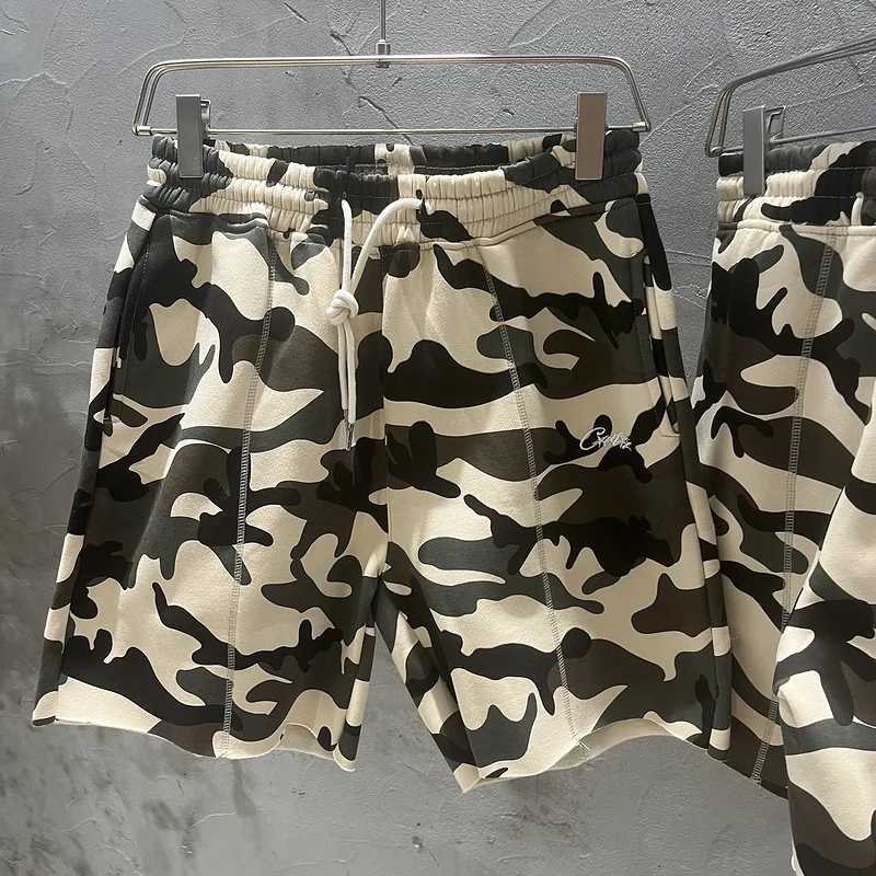 

Summer Casual Loose Fit Camouflage Fce Lined Dstring Five Inch orts Embroidered Letters Street Sle Sportswear
