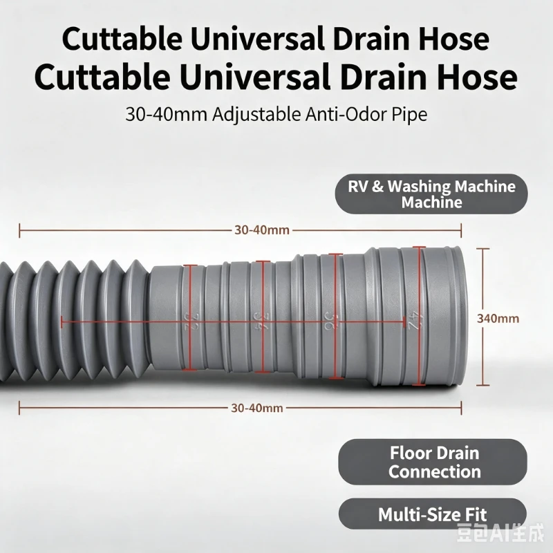 Multi-Size Adjustable Anti-Odor Drain Hose Universal Adapter for RV Washing Machine Floor Drains