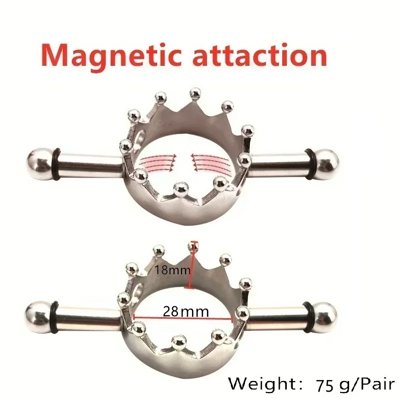 2 buah penjepit payudara mahkota logam untuk wanita alat koreksi depresi puting mainan seks klip puting untuk pasangan menggoda
