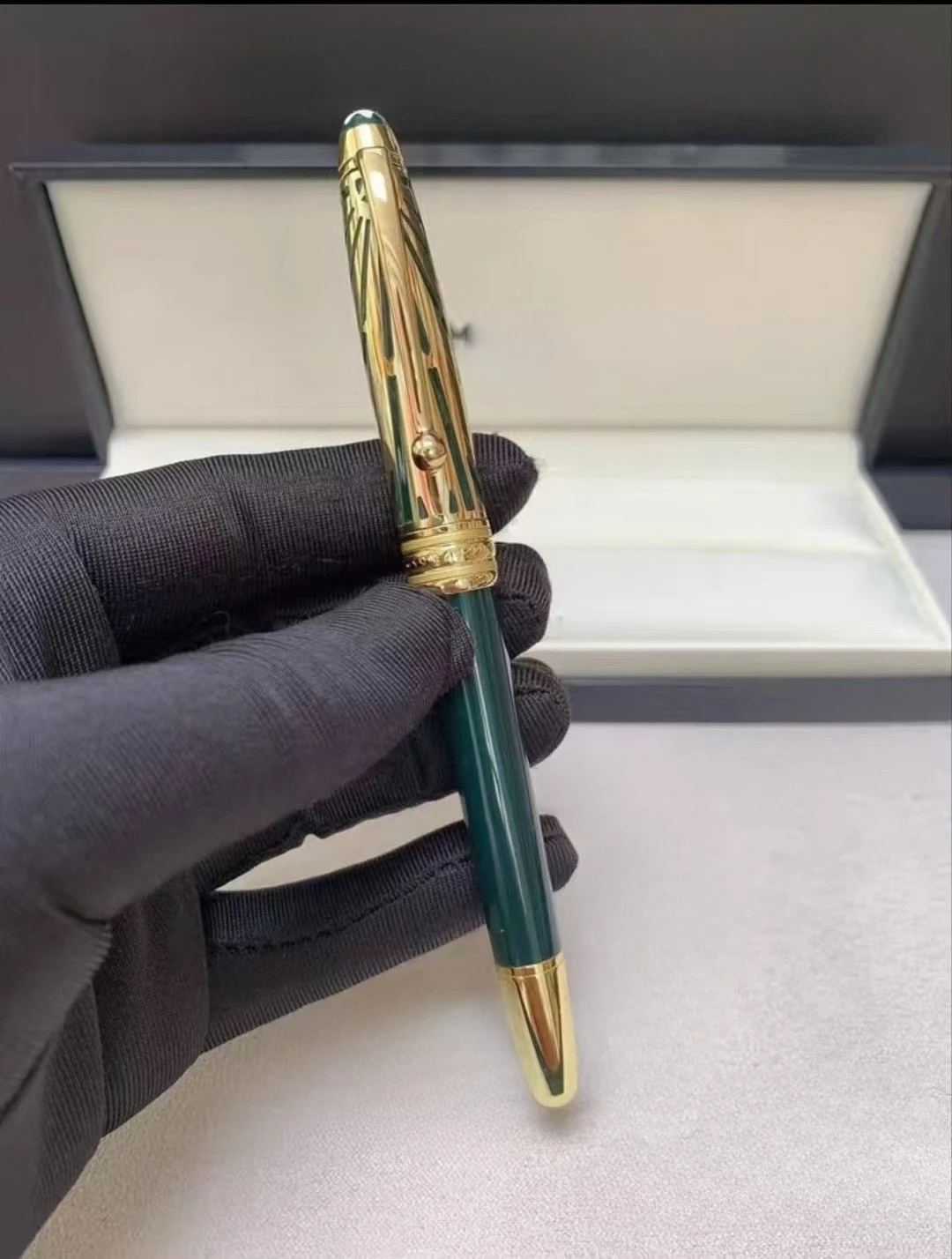 penna-per-firma-aziendale-intagliata-in-oro-verde-scuro-di-marca-m-penna-roller-di-fascia-alta-penna-per-scrivere-in-ufficio-nessuna-scatola-per-penna-inclusa