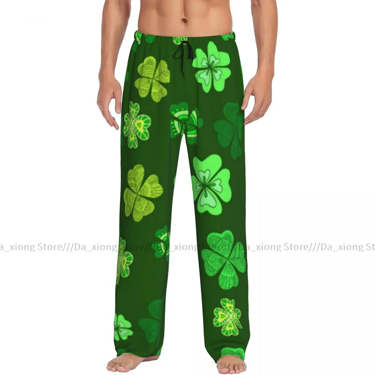 Men's Sleepwear Loose Sleep Pants Pajamas Green Clover Leaf St Patricks Day Long Lounge Bottoms Casual Homewear