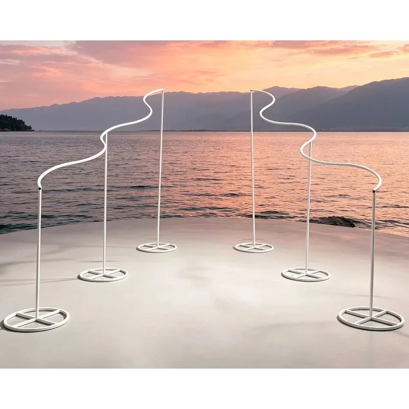 Wavy S Curve Metal Balloon Stand Set Irregular Wave Backdrop Frame with Round Base Wedding Birthday Party Photo Booth Decor Arch