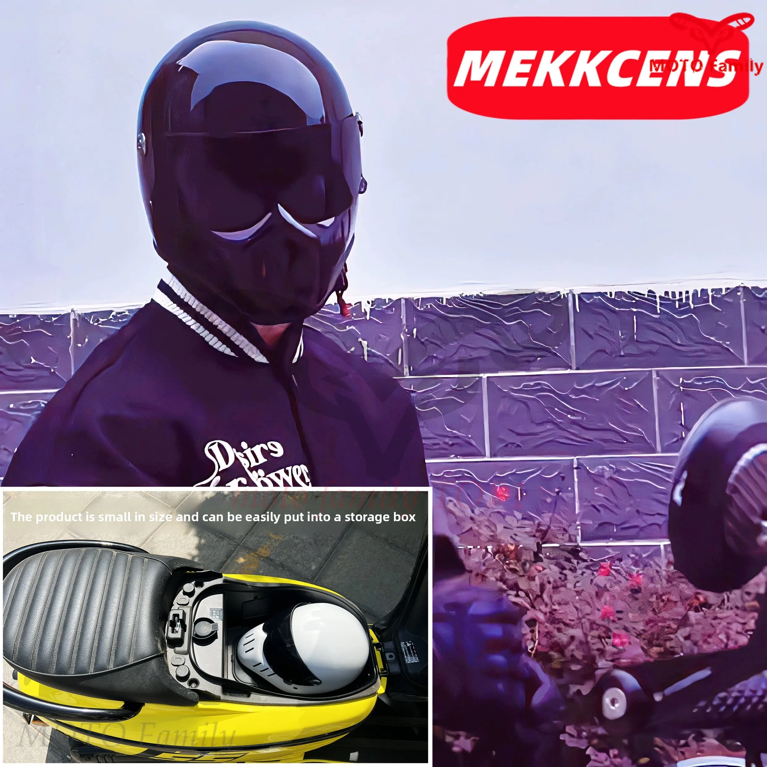 Vintage Cruise Anti-Fog Cool Full Helmet Men's Women's Decorative Fiberglass Small Body Helmet 4 Season motorbike helmet