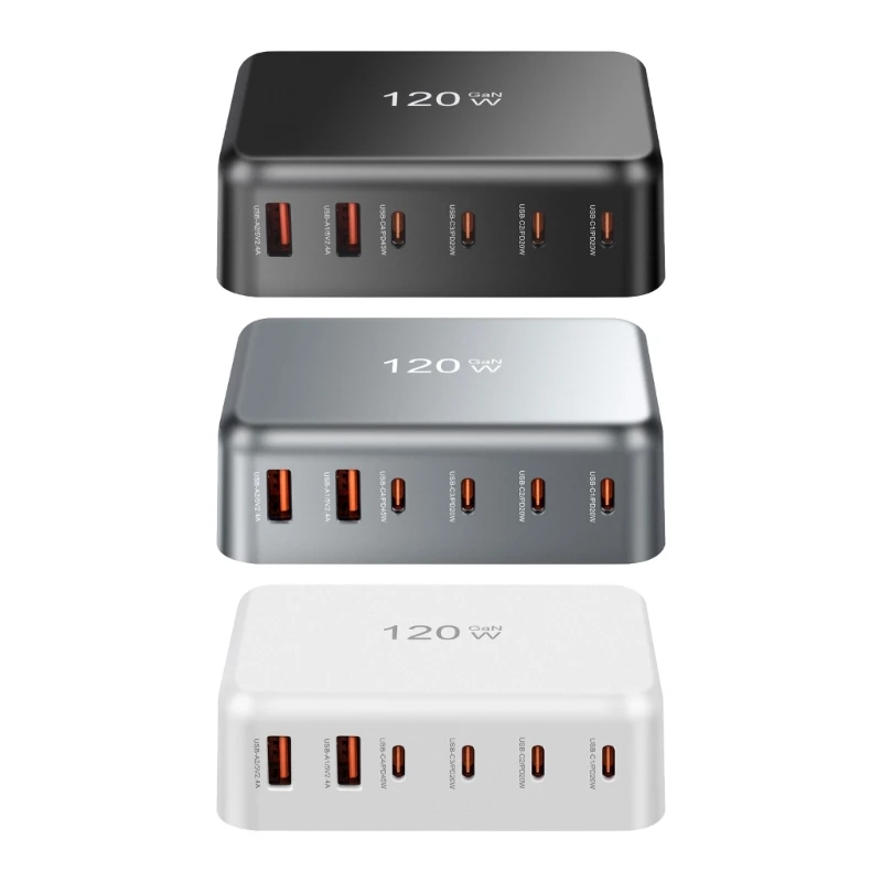

MultiPort USB C Desktop Charger USB Charging Hub with 120W Compactly Design for Home Office Use Phone Charging Station