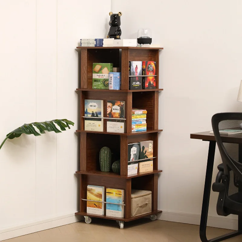 

Medieval Magazine Rack Rotating Bookshelf 360 Degree Bookcase Home Living Room Children's Removable Storage Shelf Floor