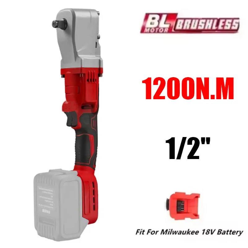 Image of Für Milwaukee 18 V Batterie Elektrischer Ratschenschlüssel 1200 NM 1/2 Zoll Akku-Treiber 2 Gänge Bürstenlose Entfernung Schraube Mutter Elektrowerkzeuge