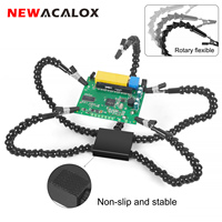 NEWACALOX Helping Hand Soldering Third Hands Vise with Non-Slip Aluminum Base 4/5 Flexible Arms for Soldering, Assembly, Repair