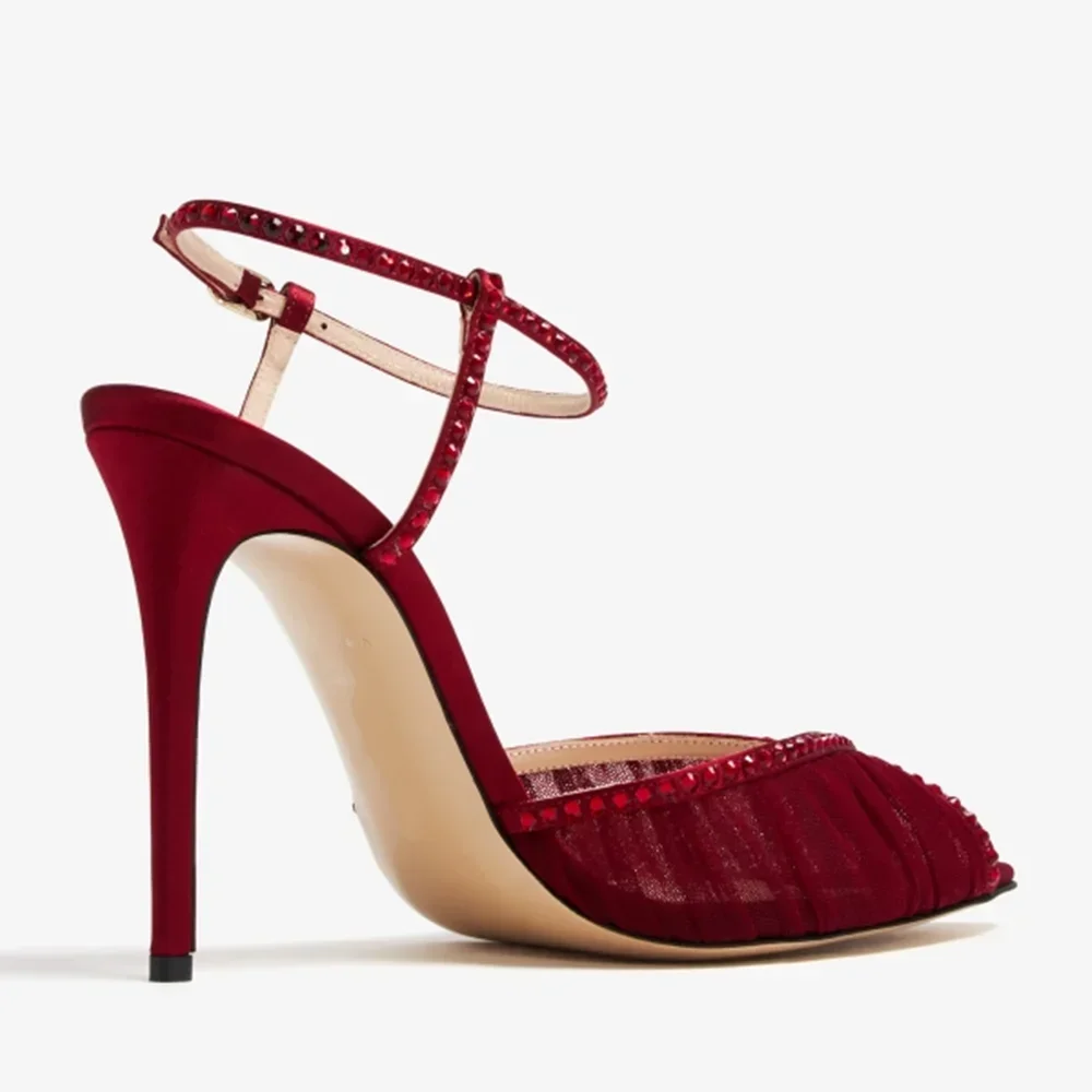 كريستال اللمحة تو الكاحل مشبك حزام الصنادل مثير أشار تو المعتاد 46 الوافدين الجدد الضحلة موضة النساء الأحذية الحديثة #6