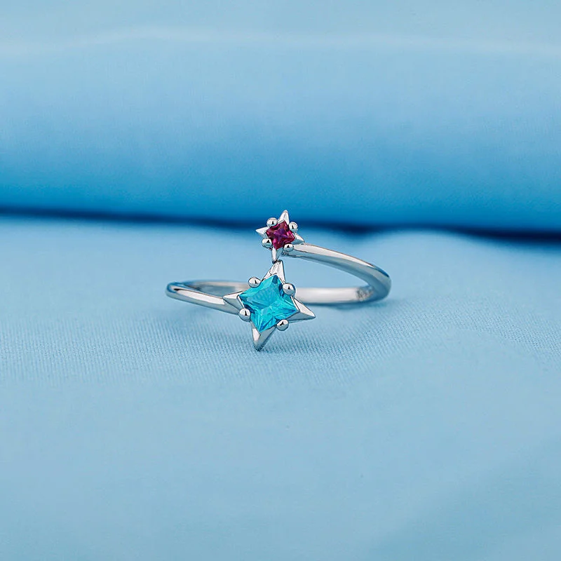 Your Name Anime Ring Tachibana Taki & Miyamizu Mitsuha Gemstones Crystal Meteor Lovers Adjustable Ring Jewelry Cosplay Xmas Gift