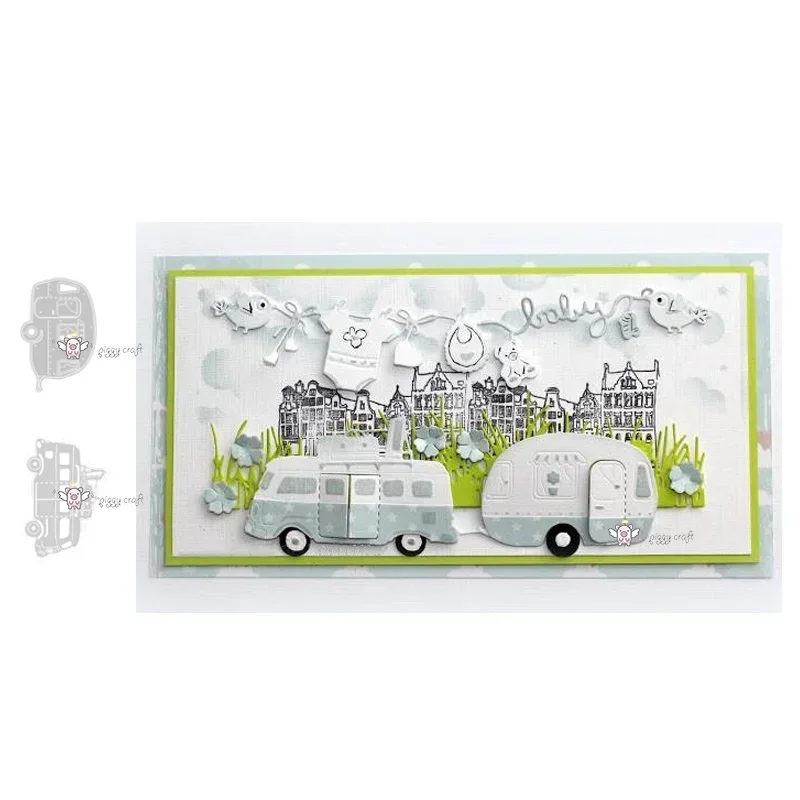 Mmao Crafts Metal Steel Cutting Dies New Camping transport car Stencil For DIY Scrapbooking Paper/photo Cards Embossing Dies