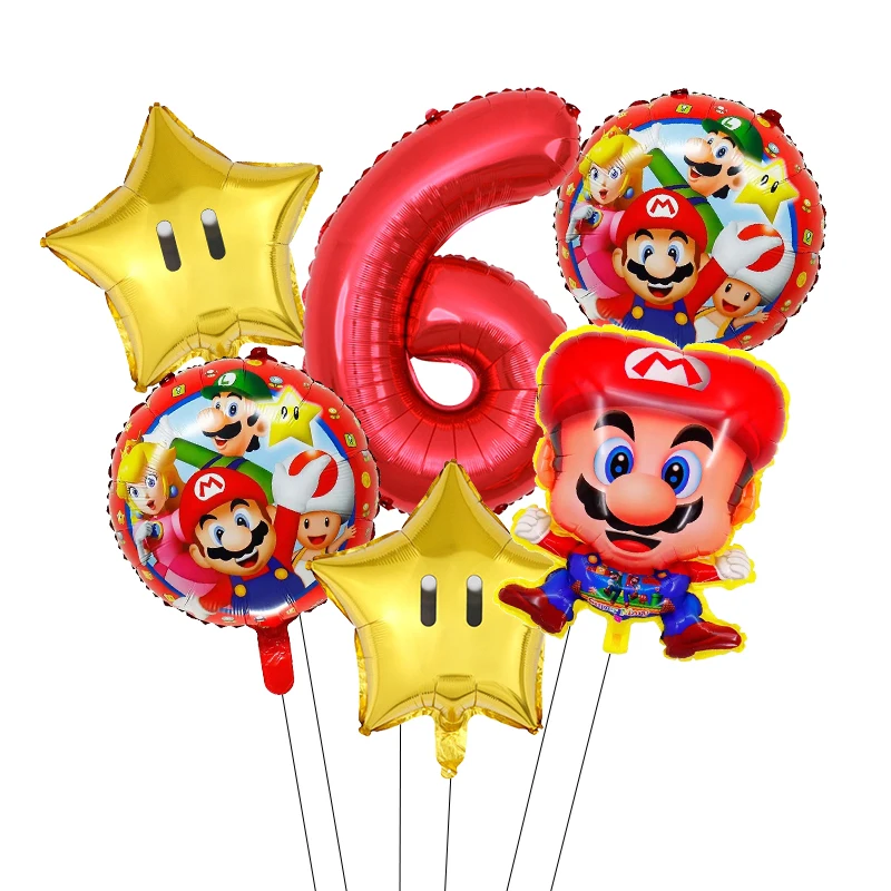 Super Mario Birthday Decoration forniture per la tavola tovaglia bicchieri di carta piatti fondale Party Digit Balloons Baby Kids Favor