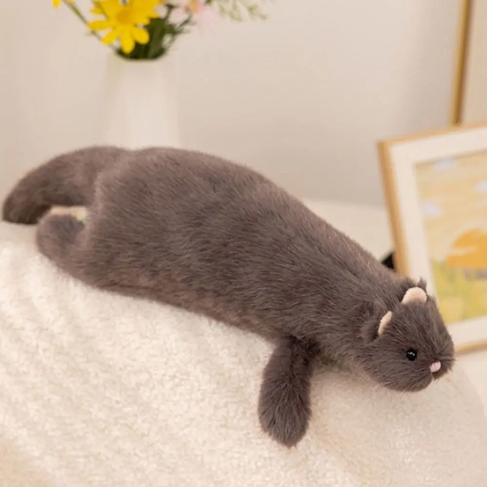 New Soft Ferret Pillow Fluffy Texture Cute Expression Ferret Dense Stitching Long Ferret Cushion Cuddling Companion