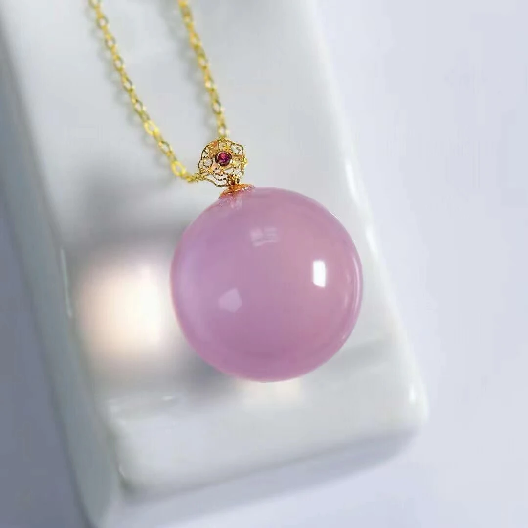 

Natural Rose Quartz Women Pendant Necklace Ball Sphere Round 18mm Rose Quartz Love Gift Love Crystal Jewelry AAAAA