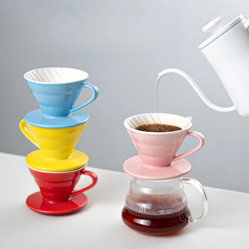 Colorful Ceramic Pour Over Coffee Dripper Home Drip Coffee Filter Cup for American Style Coffee Brewing Use