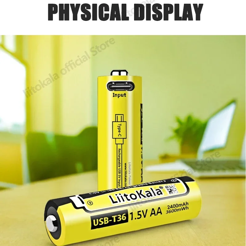 1-100pcs LiitoKala USB-T36 1.5V AA 3600mWh High capacity USB rechargeable li-ion battery for Remote control wireless mouse