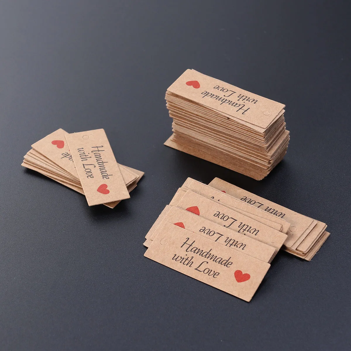 

100pcs Kraft Paper Tags with Strings Gift Favors Baking Food Package Tags Hanging Labels (Rectangle, 5.1x1.9c