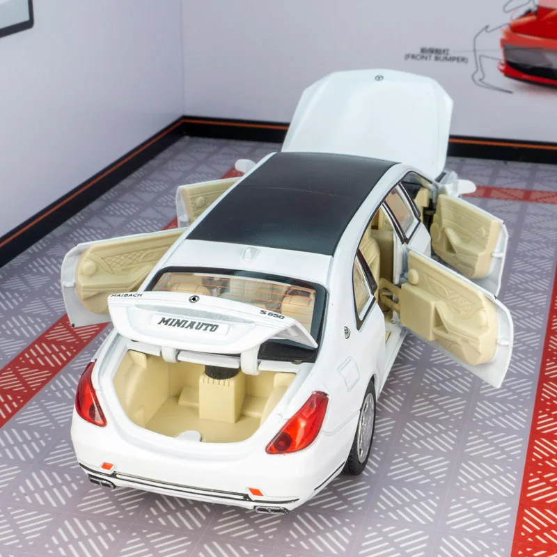 1:32 S650 سبيكة فاخرة سيدان نموذج سيارة الديكور أربعة أبواب والغطاء الأمامي وباب صندوق السيارة أيضًا فتح