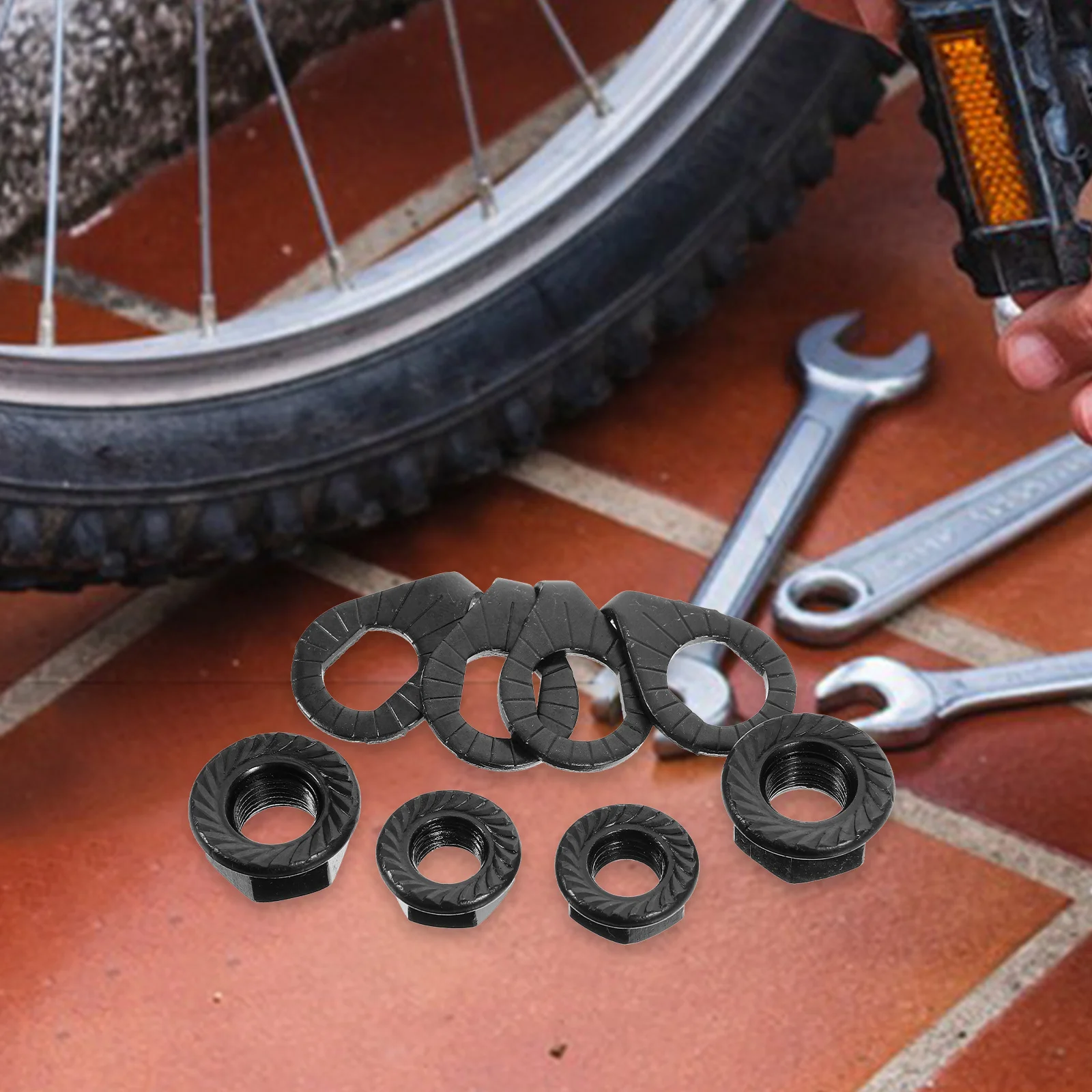 

1 set 1 Set Iron Flange For Bicycle Axle Fastening Hub Nuts Anti-Slip Caps Durable Wheel Axle Nuts Bike Fork Hook Riding Safety