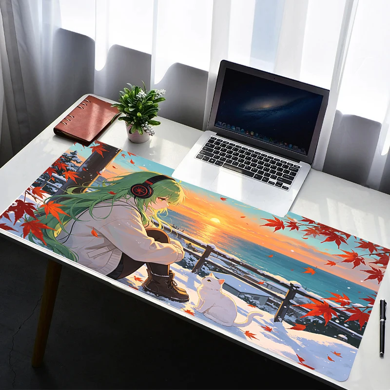 Mouse Pad Beautiful Anime Woman XL Lockedge Large Gaming Accessories Computer Gamer Keyboard Mouse Mat Desk Mousepad For Csgo