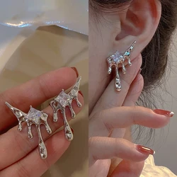 2022 New Trend Dark Lava Water Droplets Ear Studs Personalized Design Super Flash INS Style Earrings for Women Sexy Accessories