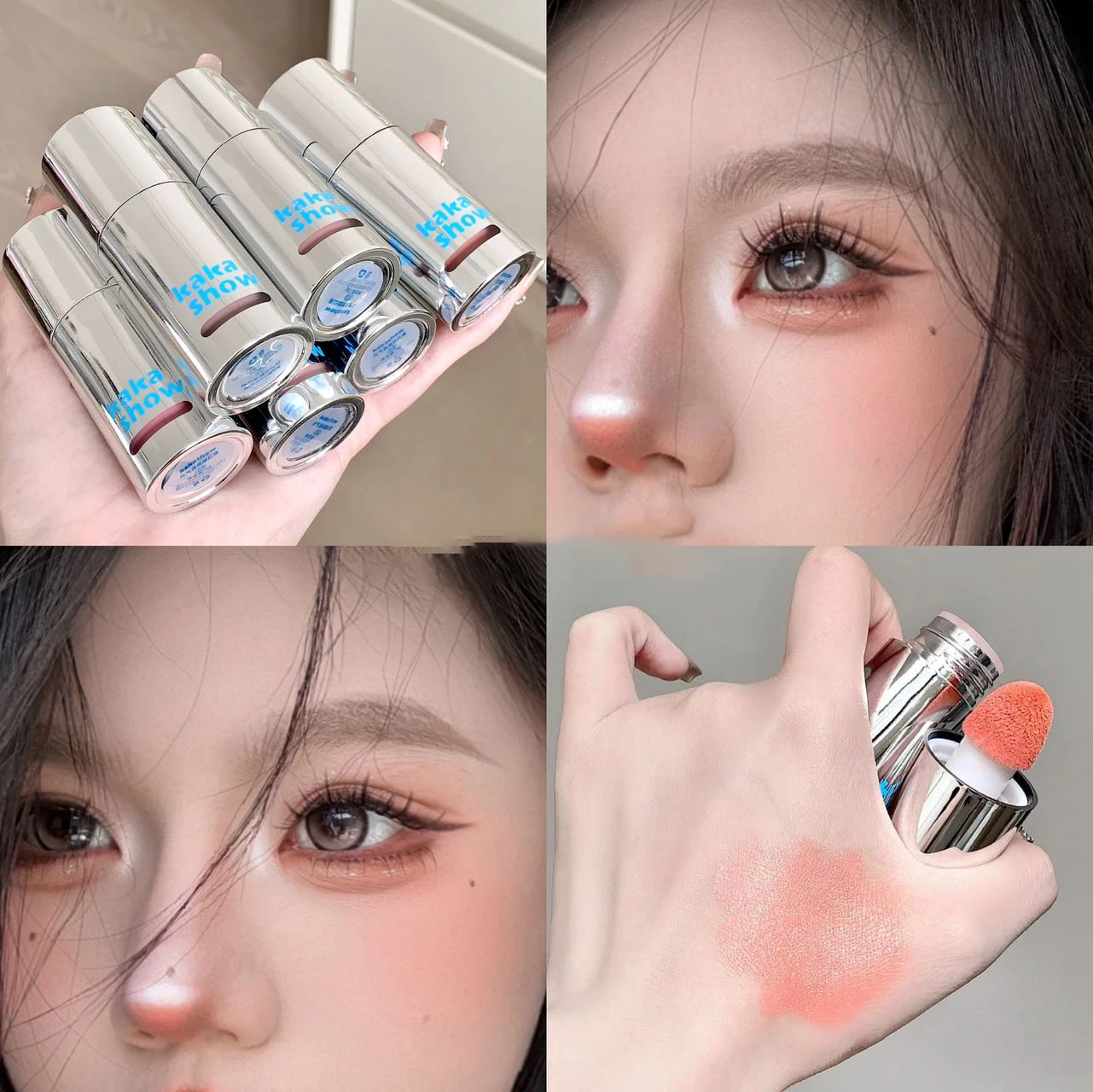 Samtiger Flüssig-Rouge mit Matt-Schwammapplikator, Natürlich Langanhaltend, Aufhellend für Gesichtskonturen, Koreanisches Rouge-Make-up – Detail 23