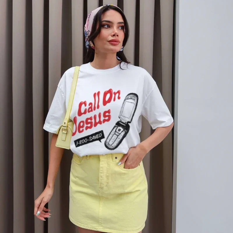 Faith Graphic Tees Cotton Women Funny Religious T-Shirt Y2k Hip Pop Streetwear Tops 2025 Summer Unisex Blouse Clothes