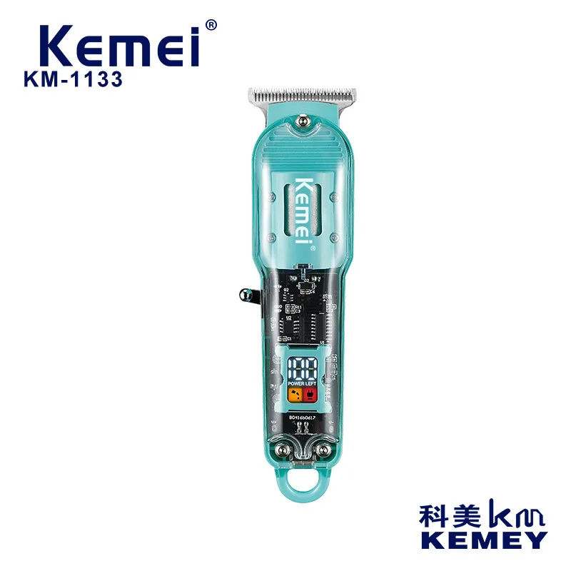 

Kemei KM-1133 Rechargeable Hair Cutting Machine Barber Shop Fade Professional Hair Clippers Cordless Trimmer Transparent Cover