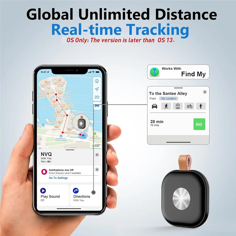 

Трекер для поиска ключей для Find My Airtag с брелком, умный локатор предметов для кошелька, отслеживание ключей от автомобиля, багажа