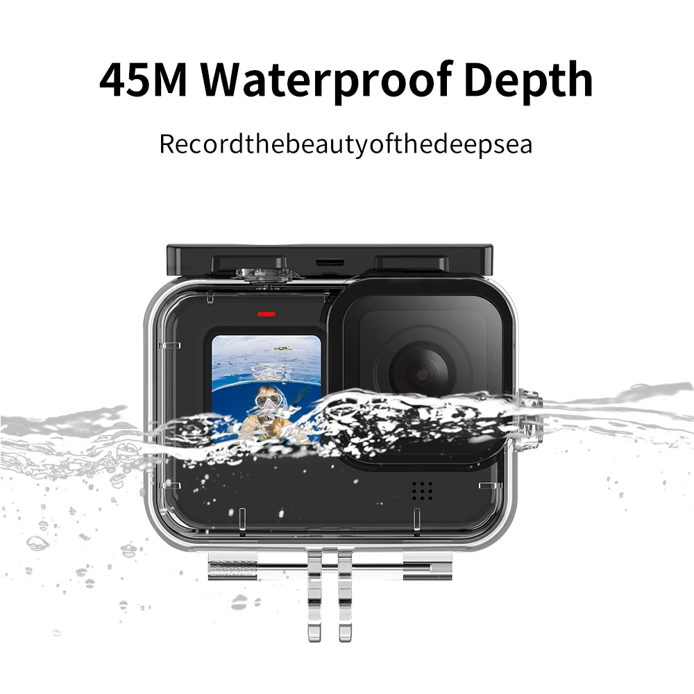 TELESIN 45M Waterproof Case Underwater Tempered Glass Lens Diving Housing Cover for GoPro Hero 9 10 11 12 13 Camera Accessory