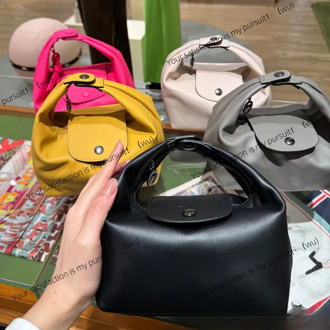 Full leather lunch box bag, hand bag, messenger bag, French shoulder bag with shoulder strap women's bag. view 2