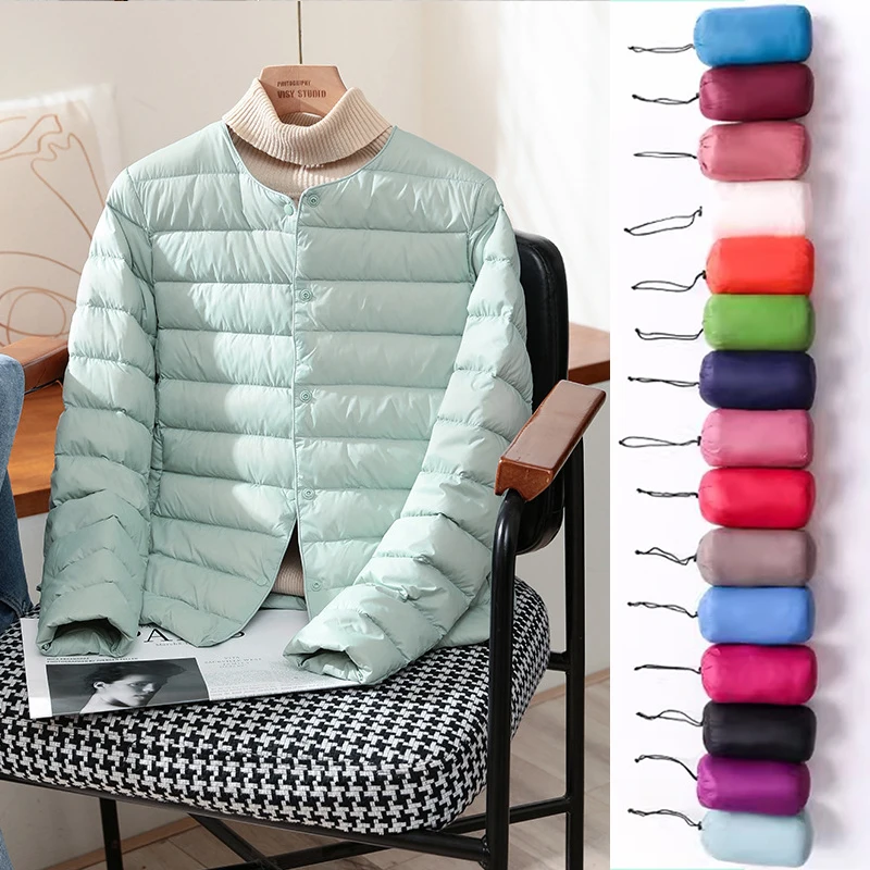 

Plus Size 2023 New Autumn Winter Warm Women White Duck Down Slim Jackets Female Fashion Ultra Lightweight Packable Puffer Coats