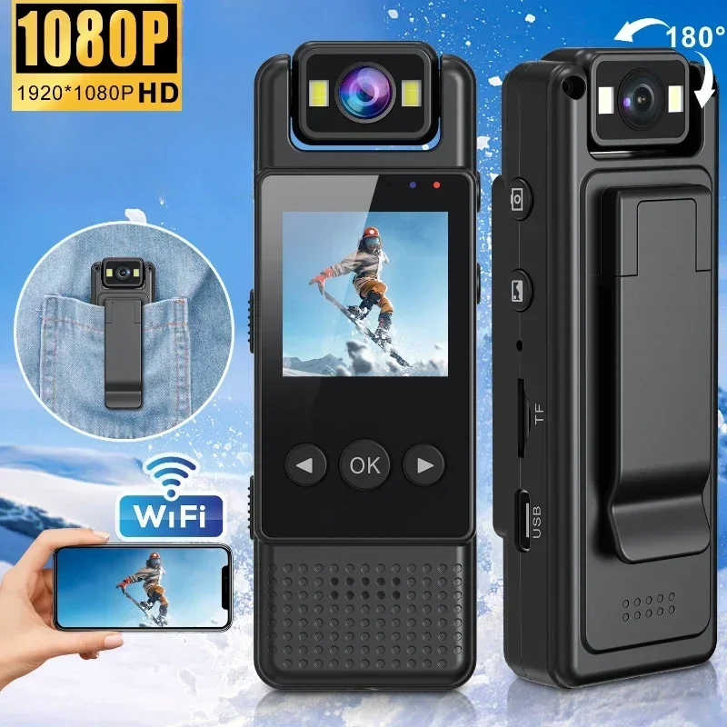 1080P Portable Digital Video Recorder Body Camera Infrared Night Vision Police Camera with Screen Display HD Wifi Mini Camera