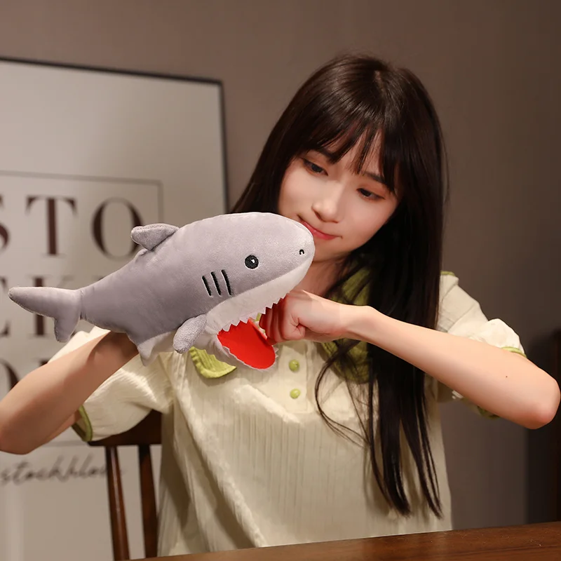 Ozean Serie Plüsch Handpuppe niedlichen Tier Chamäleon Krokodil Hai Blauwal Clown fisch Tintenfisch gefüllt beruhigen Baby Spielzeug Junge – Detail 8